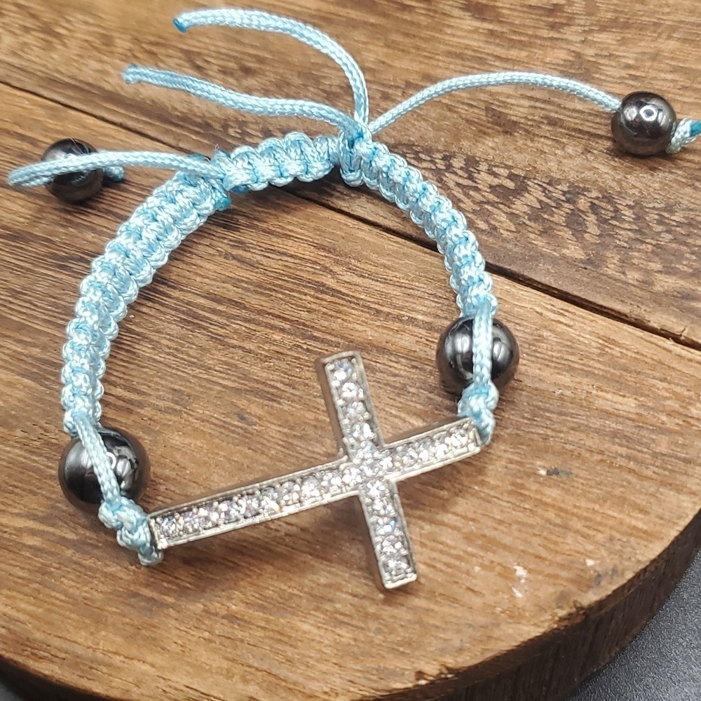 High end heavy duty crystal cross‎ paracord  bracelet B1916